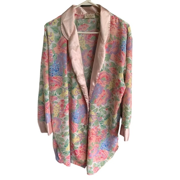 Vintage Victoria’s Secret Robe Floral Gold Label Women’s Size Medium Flowers - Picture 1 of 6